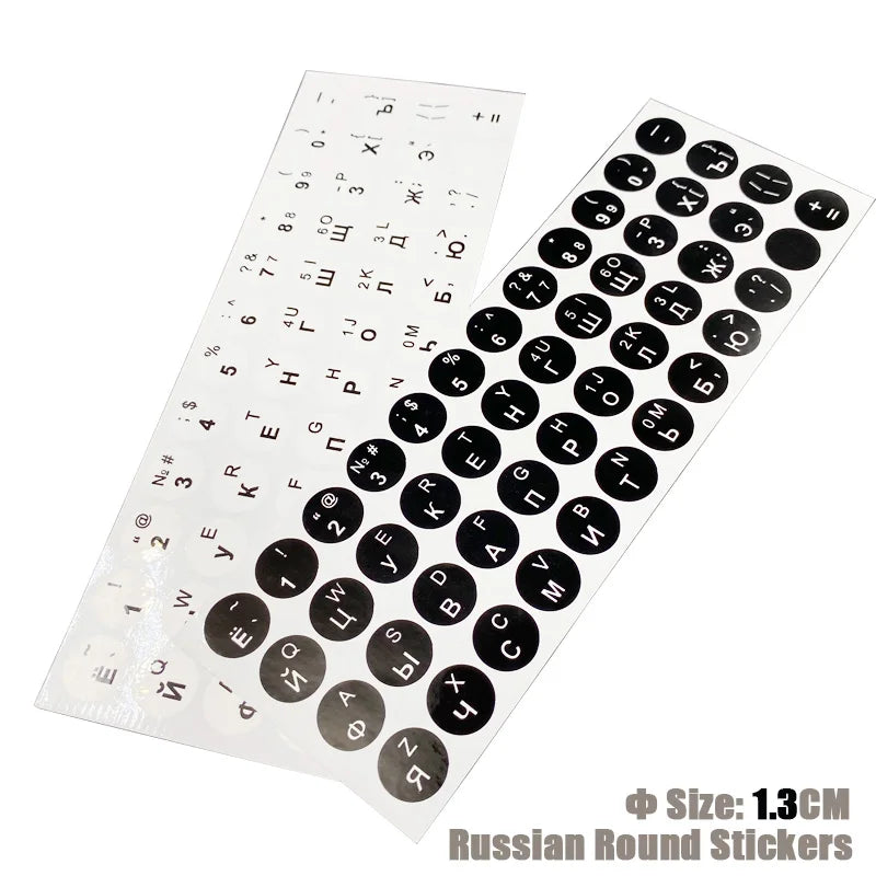 SR Russian 13 Colors Smooth Matte Circle Keyboard Sticker Language Protective Film Layout Button Letters PC Laptop Accessories