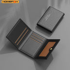 Fashion Leather Men Card Wallets Large Capacity Solid Color Male Purse Multi-card Multifunctional Photo Holder Women