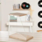 Wooden Record Rack Desktop Ornament Transparent Vinyl Record Display Rack Tape Book Storage Box Solid Wood Organizer