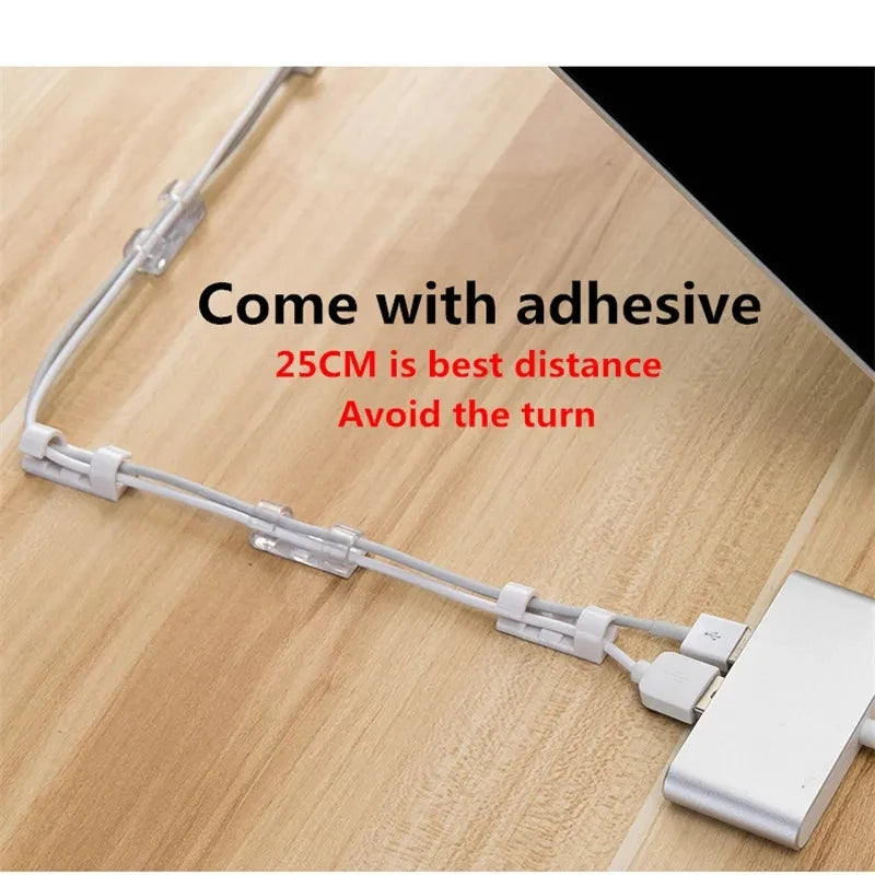 20/5PCS USB Cable Organizer Clips Wire Winder Holder Earphone Mouse Cord Clip Protector Management Adhesive Hooks Desk Clamp
