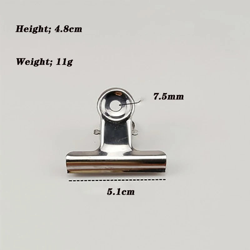 Stainless Steel Bulldog Clips Metal Office Paper Clip Binder Grip Clamp 75mm