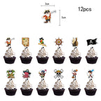 Pirate Theme Disposable Tableware Treasure Map Ship Paper Plate Cup Tablecloth Kids Pirate Birthday Party Decoration Supplies