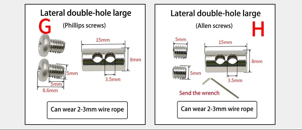 10-20pcs Steel Wire Rope Cable Clamp, Adjustable Metal Fixture Suitable for 1-4mm Stainless Steel Wire Rope