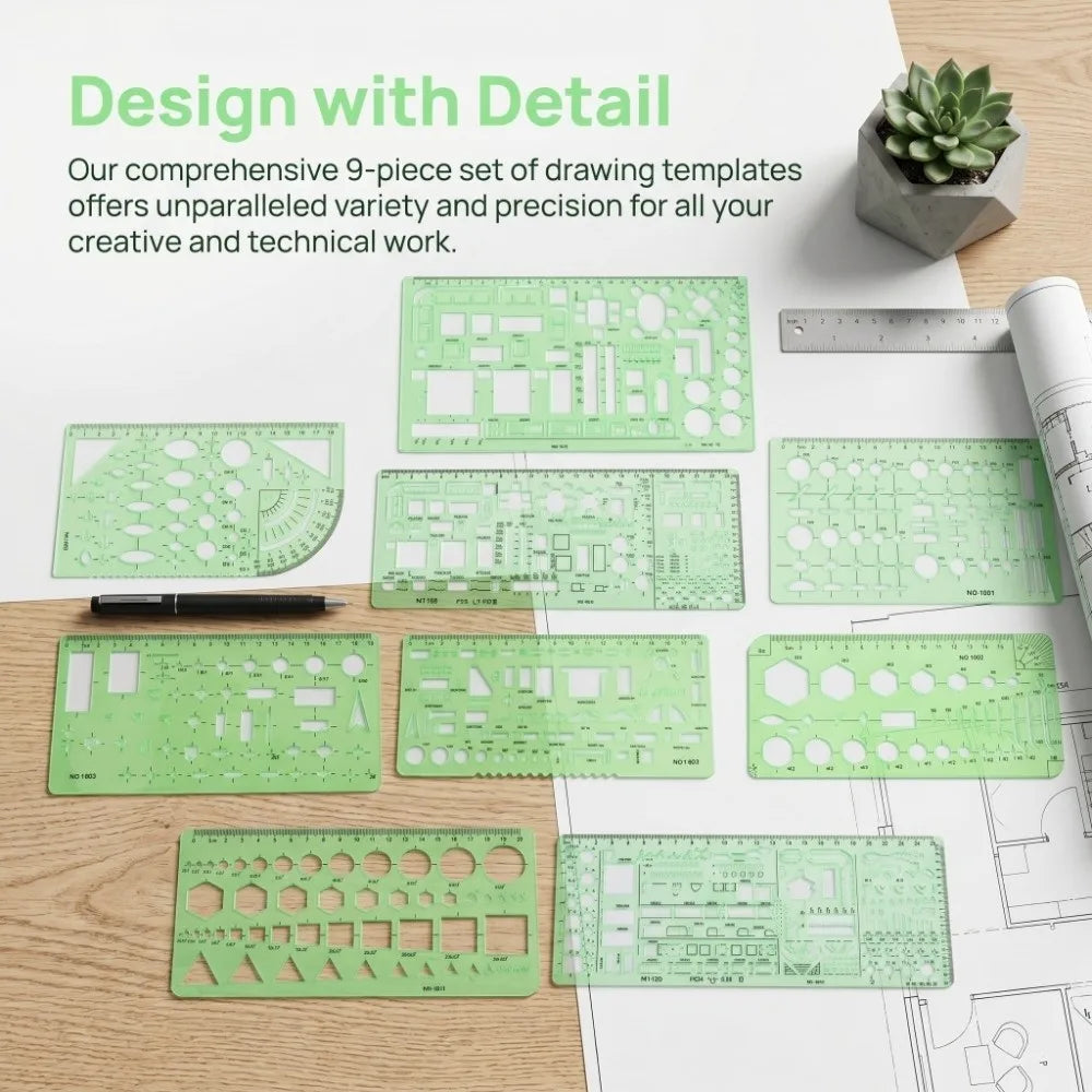 6 Sets Architecture Draft Template Rulers Various Patterns Smooth Drawing Template Multi-function Precision Hollow Ruler Kit
