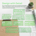 6 Sets Architecture Draft Template Rulers Various Patterns Smooth Drawing Template Multi-function Precision Hollow Ruler Kit