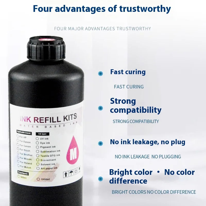 UV Hard Ink 1000ML UV Ink For Epson XP600 TX800 XP-600 L800 L805 L1800 R290 R300 1390 1400 1410 1430 DX5 DX7 DX10 UV Printer