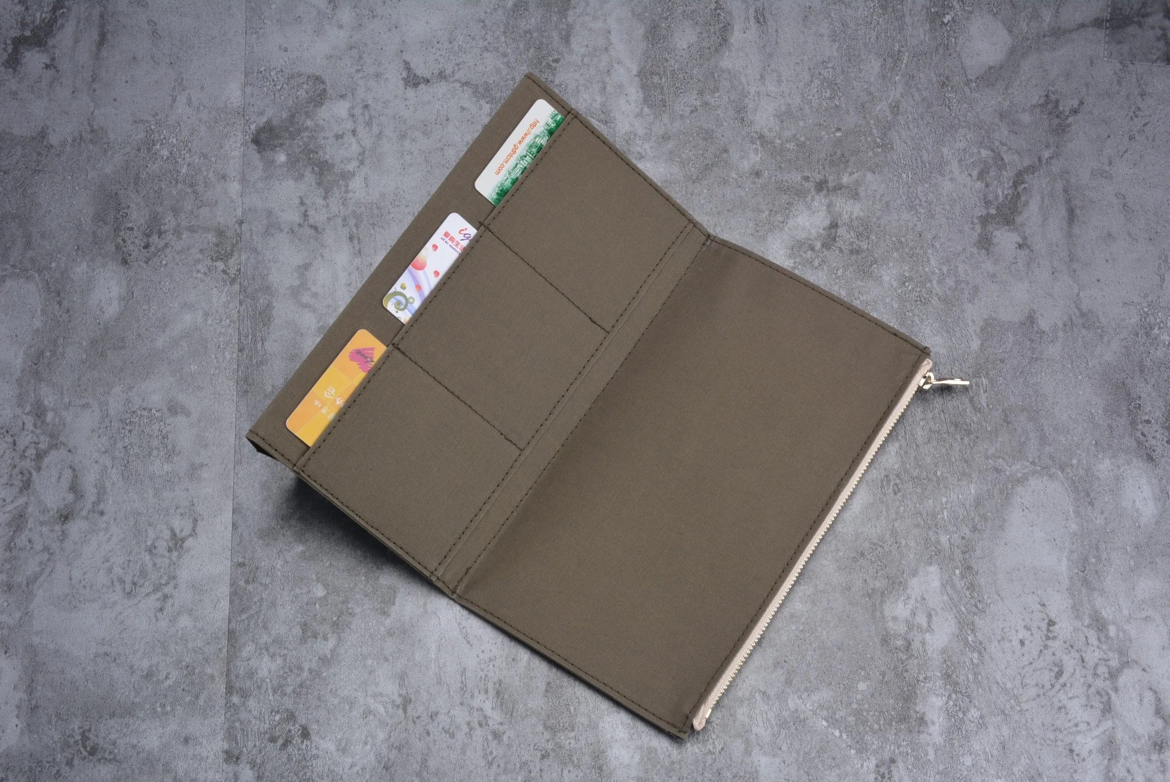 Canvas Zipper Card Holder for Travel Notebook, Canvas Storage Bag File Folder Refill Insert for Standard Journals Stationery