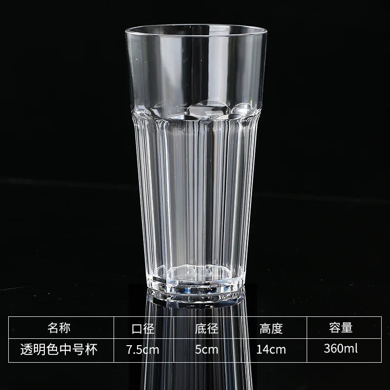Acrylic Plastic Beer Mug PC Anti-fall Water Cup Heat-resistant Wine Glass Transparent Octagonal Cups KTV Bar Kitchen Restaurant