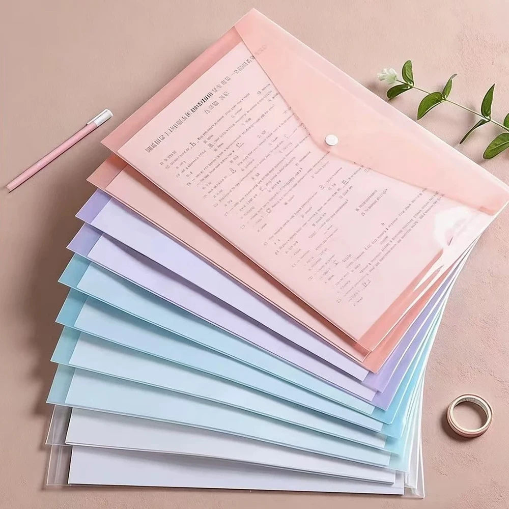 5-50Pcs A4 Transparent Plastic File Folders, Waterproof PP Document Storage Bags - For Student Test Papers & Office Organization