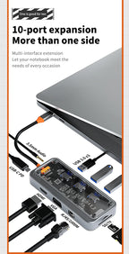 Basix USB C HUB 4K 30Hz Type C to HD-MI DP VGA Gigabit Ethernet USB 3.0 PD 100W Adapter For Macbook Air Pro M2 M1 PC Accessories