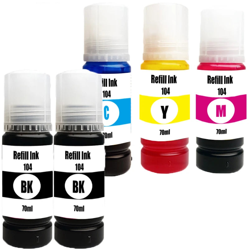104 Refill Dye Ink For Epson Eco Tank L1110 L3100 L3110 L3111 L3116 L3150 L3151 L3156 L3160 5190 Desktop Printer