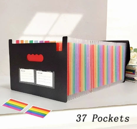 Rainbow 12-24-37Pocket Expanding File - A4 Accordion Folder, Portable Document/Bill/Receipt Holder for Organizing