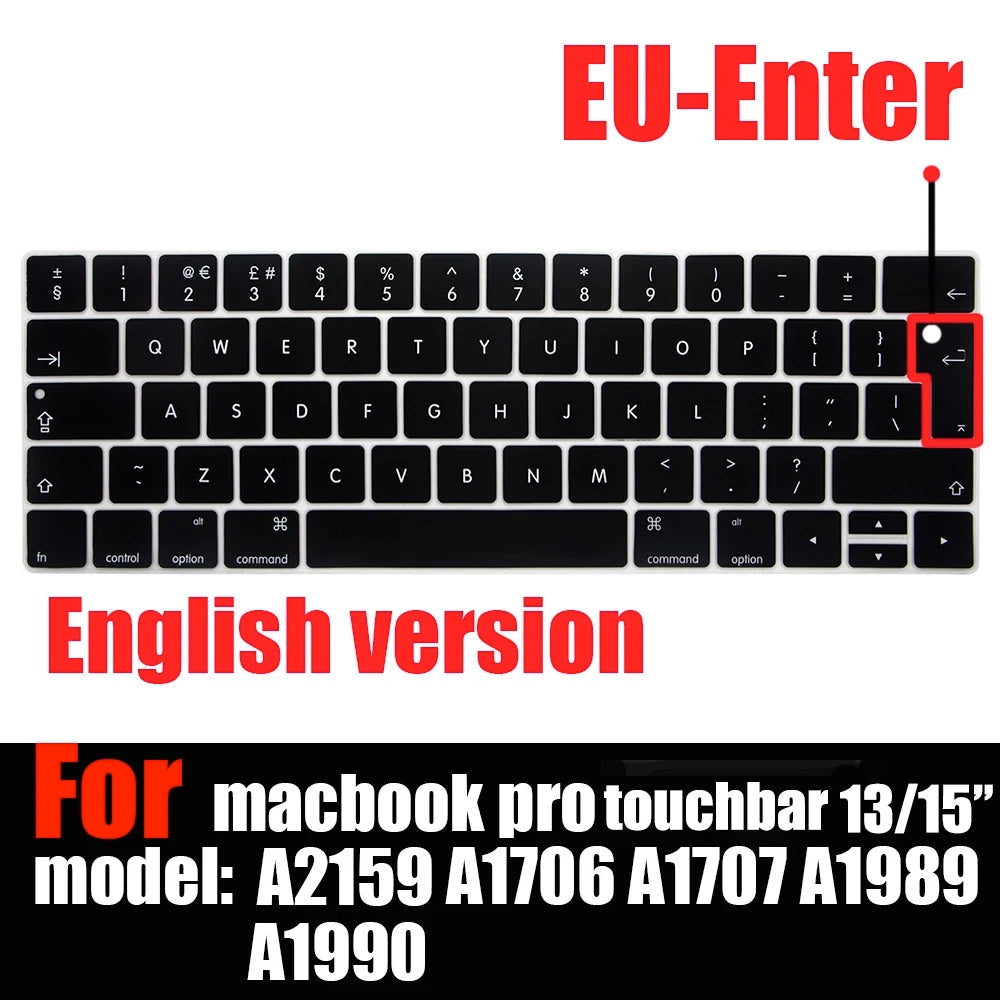 Keyboard Cover Skin for MacBook Pro with Touch Bar 13" and 15" ( Model Number A2159 A1706 A1707 A1989 A1990, 2016-20129 Release)