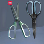Deli Stainless Steel Scissors 3D Curved Knife Black Blade Home Office Hand Craft Anti-stick Shear Scissor School Stationery