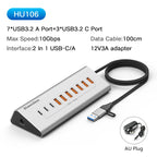Blueendless Aluminium 10Gbps USB3.2 Gen2 4/10port HUB Docking Station USB-C USB-A Type C Splitter Adapter for PC Laptop macbook