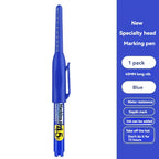 1-12 PCS 45mm Tip Waterproof Long Head Marker Pen Quick-Dry Ink for Woodworking Construction, Deep Hole White Black Red Blue