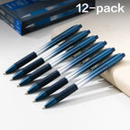 DELI Smooth Writing Ballpoint Pens 0.7mm Black and Blue Ink Pens 12PCS Pack of Retractable Ball Pen for Office School Home