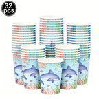 Sea Animal Theme Disposable Tableware Under The Sea Baby Shower Party Plates Napkins Cups Ocean Animals Birthday Party Supplies