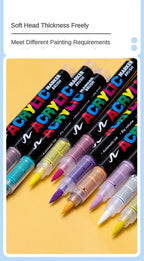 GUANGNA 16 Colors Direct-liquid Acrylic Paint Pens Brush Marker Pen for Rock Painting Stone Ceramic DIY Art Supplies Stationery