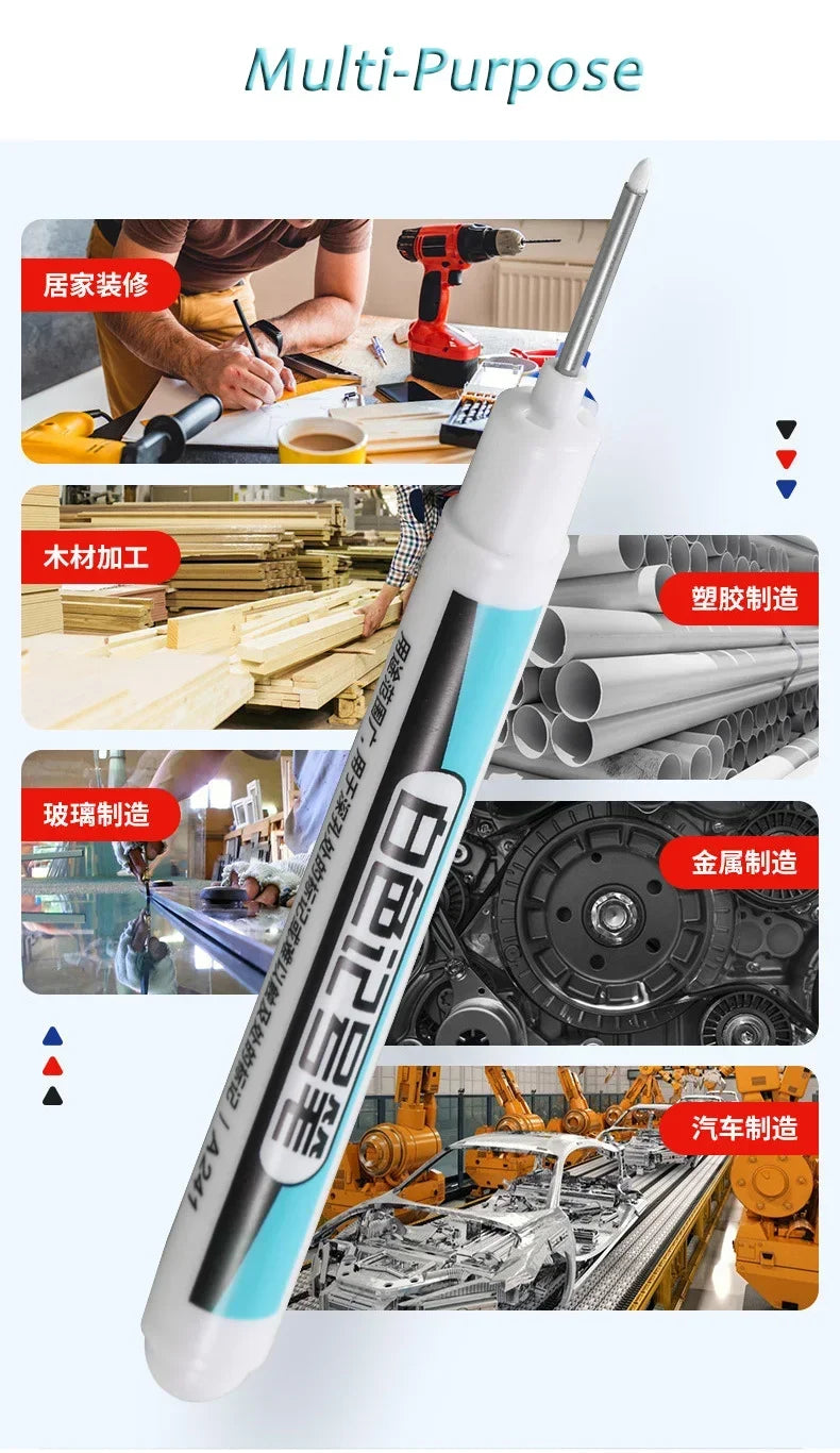 5/10PCS/Set 0.7mm 20mm Long Nib White Marker Pens Multi-Purpose Deep Hole Quick-drying Carpenter Oily Pen for Bathroom Wood