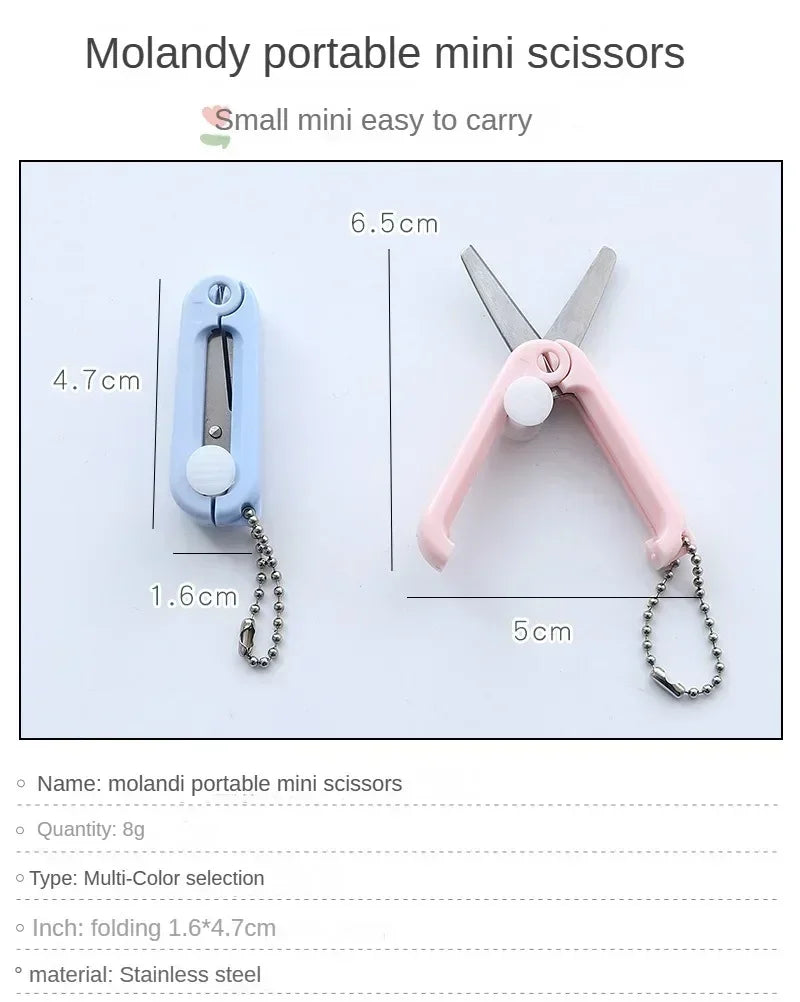 Creative Mini Portable Folding Scissors Morandi Simple Paper-Cutting Art Tool Stationary Scissors Office School Supplies.