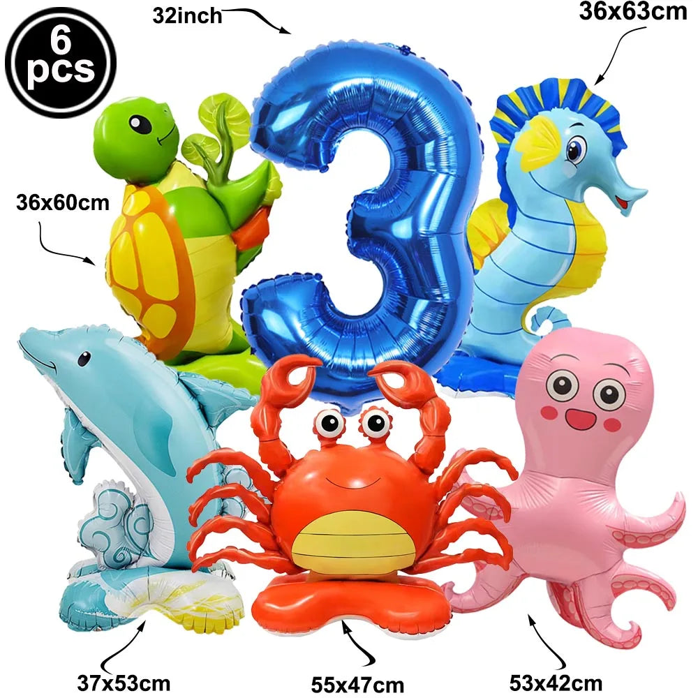 Ocean Sea Birthday Party Tableware Turtle Whale Print Plates Napkins Cups for Baby Shower Ocean Party Birthday Decorations
