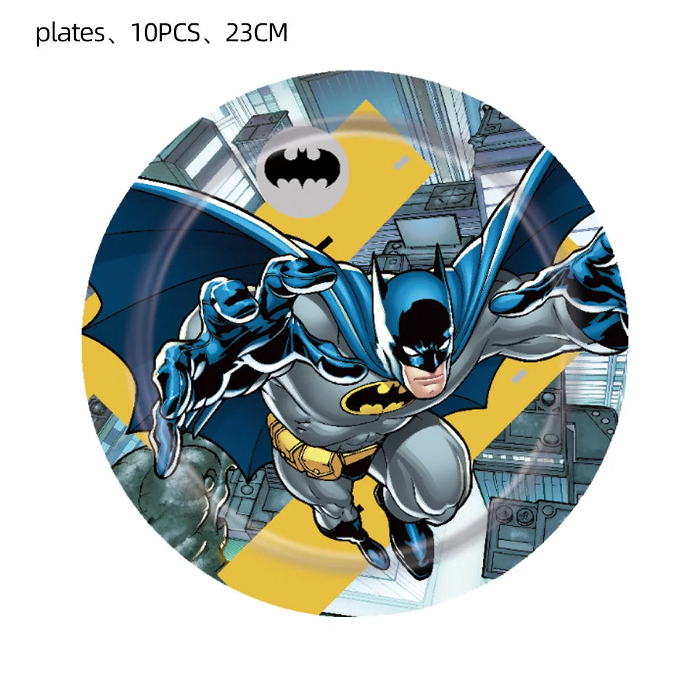 Batman Block Birthday Party Supplies Decoration Tableware Tablecloth Paper Cup Plate Napkin Cake Topper Kids Favors Gifts