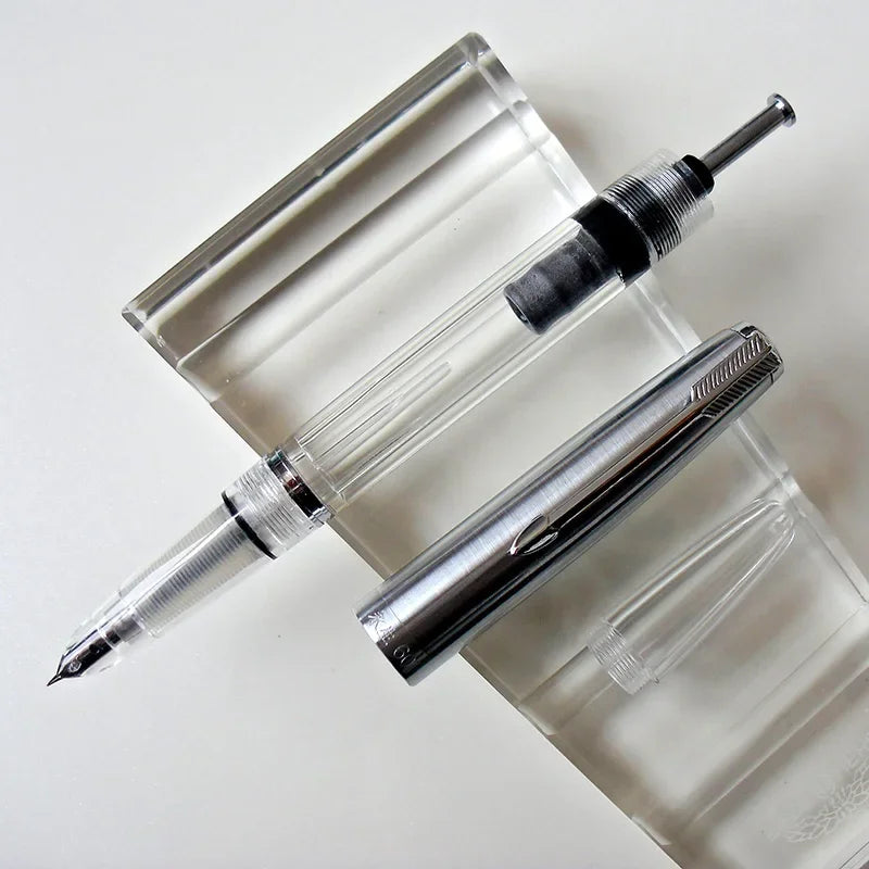 NEW Wingsung 601 Press Piston Fountain Pen Iridium EF/F Nib Steel Cap Vacumatic Resin Ink Pen School Stationery Office Supplies