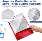Laser Red 50Pcs Holographic Bubble Mailer Red Mailing Envelope Waterproof Courier Bag Padded Bubble Envelopes Pack Bag
