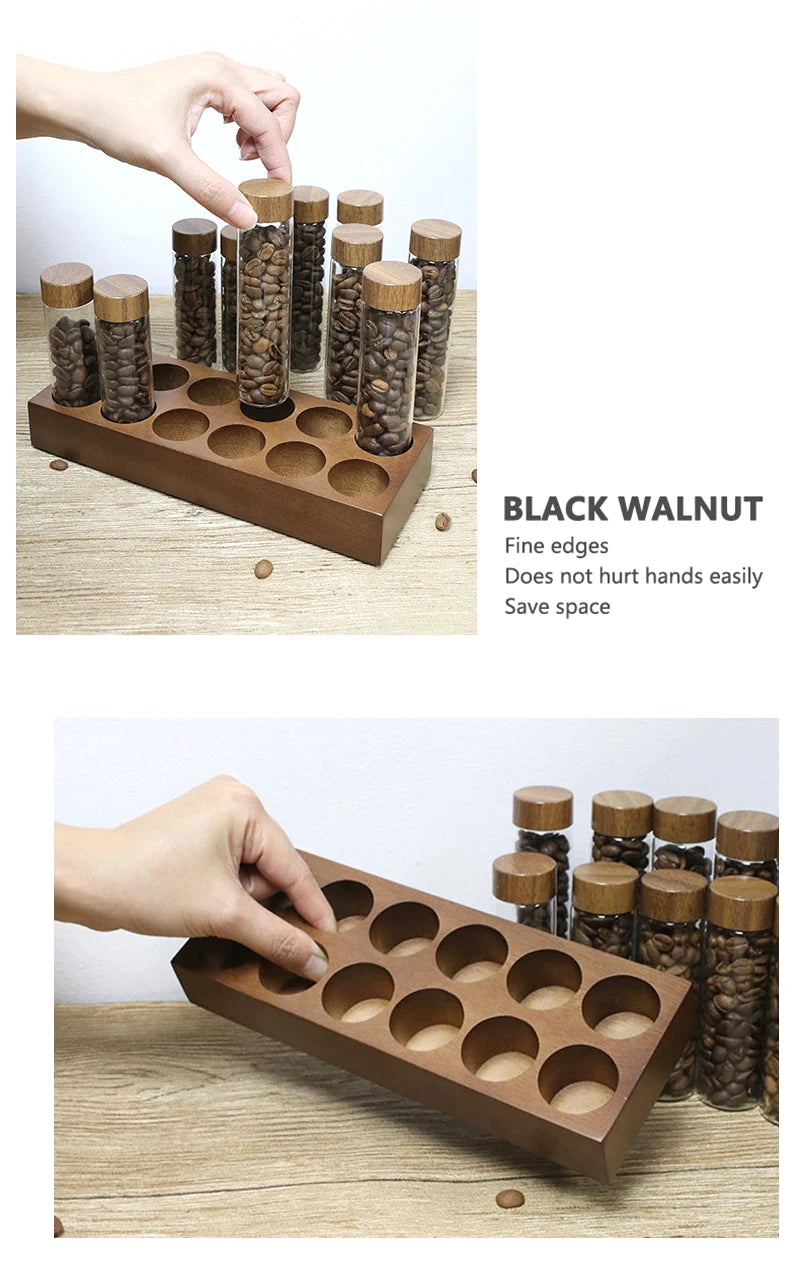 Coffee Beans Storage Container Tube Display Rack Tea Bottle Glass Single Dose Espresso Accessory Coffeware Set Barista Tool Gift