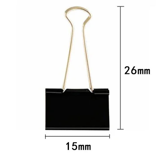 10PCS Metal Paper Clip 19 25 32 41 51mm Foldback Metal Binder Clips Black Grip Clamps Paper Document Office School Stationery