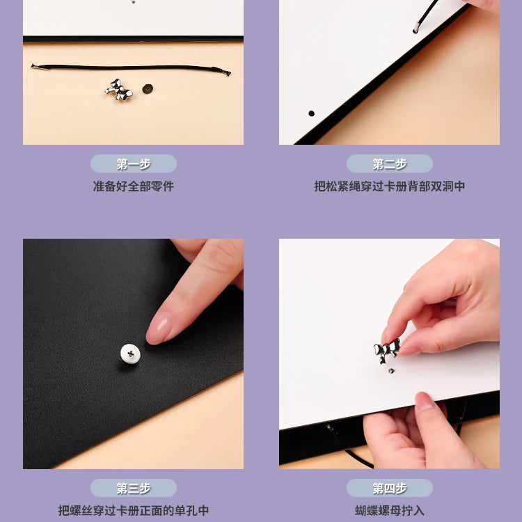 Heavy Duty A5 Card Binder W/ 55mm Large D-Rings 3-Ring Thick Photo Card Album W/ Elastic Band for K-pop Collection