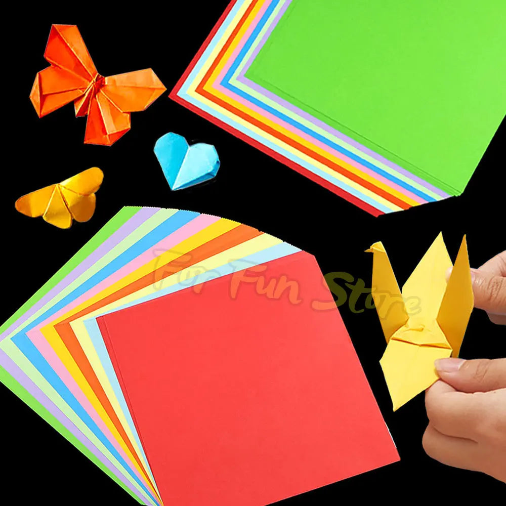 For Fun 10 Colors 100 Sheets Double Sides Colored Paper 20x20cm Square Origami Children's Handmade Origami DIY Paper Cutting