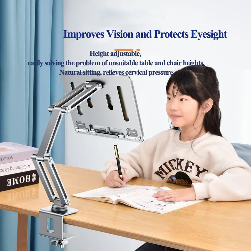 Oatsbasf Laptop Stand Clamp Tablet Hightening Support Holder Book Bracket Desktop Bed Lazy Stand 360°Rotating Hight Adjustable