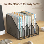 3 or 4 Slot Desktop File Organizer Metal Mesh Magazine Book Document Holder Black White for Office School Home Students Teachers