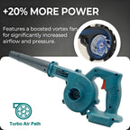 Cordless 2 in 1 Air Blower & Vacuum Cleaner, Leaf Dust Collector for Car, Computer, Garden, Compatible with Makita 18V/21V