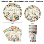 Pink Gold Animal Wild One Birthday Party Tableware Set Forest Decoration One Birthday Jungle Safari Party Supplies