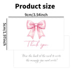 50pcs Watercolor Pink Blue Bowk Thank You Cards,Business Retail Customer Gift Wrapping Cards,Back Blank Note Greeting Small Card
