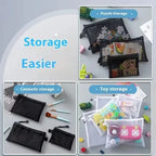 1-12pcs Mesh Zipper Pouch Student Waterproof Zip File Bag Makeup Bag School Office Supplies Miscellaneous Storage Organizer