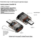 Type C Adapte USB 3.2  OTG Fast Charging 120W 10GB High Speed Data Audio Transfer For PC Tablet