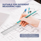 3Pcs Transparent Ruler Set 20/30/40cm, Thin & Strong Shatterproof, for Engineering Drawing, Office, School, Measurement Tools