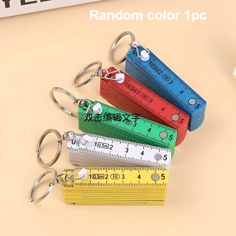 Mini Folding Ruler Keychain Portable Plastic Measuring Tape