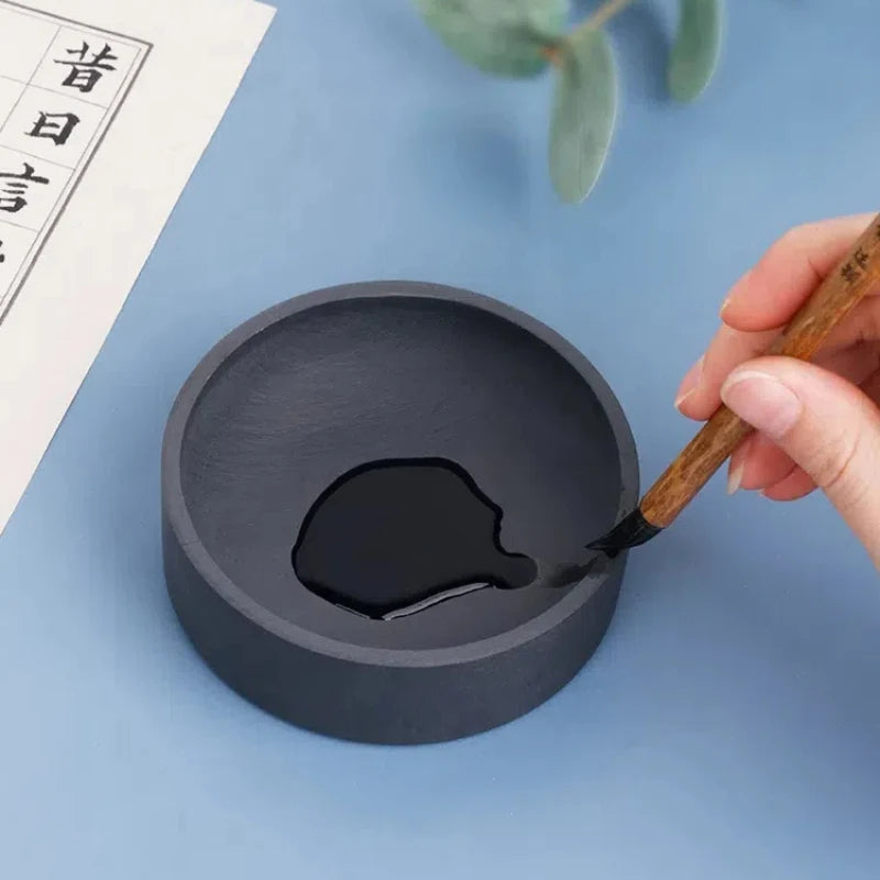 Calligraphy Ink Stone Natural Raw Stone Inkstone Brush Writing Painting Inkstone Vintage Students Multifunctional Ink Cartridge