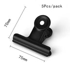 5PCS Metal Paper Clip 20 29 39 50 63 75 90mm Foldback Metal Binder Clips Black Grip Clamps Paper Document Office School Statione