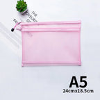 Nylon Mesh File Bag A4 A5 A6 Transparent Zipper Test Paper Information Bag Office Student Pen Bag Subject Bag Puzzle Storage Bag