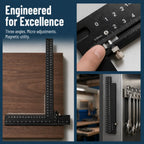 Multi-Angle Sliding T Square Ruler Anodized Finish Aluminum Alloy Construction Sliding Depth Gauge Woodworking Scribe Ruler