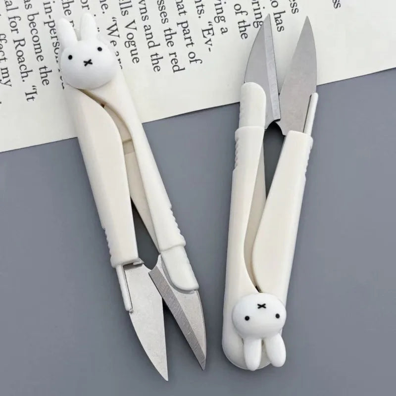 New Cute Miffy Bunny Sweet Creative Cartoon Pattern Simple Fashion Small Portable Plastic Scissors for Students Doing Crafts