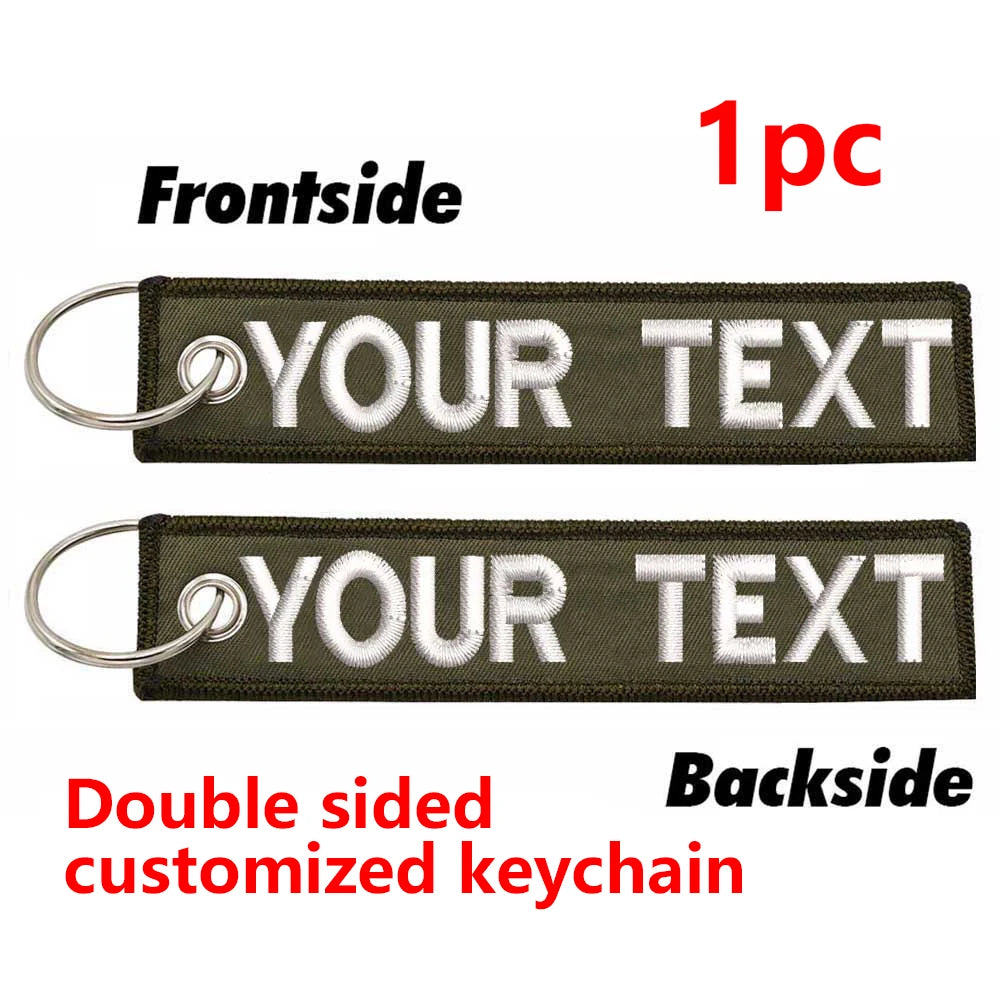 Custom Embroidered Keychain - Personalized Text Name Tag Keyring for Motorcycle, Car, Backpack, Luggage Travel Accessories