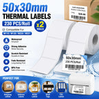 50x30mm Waterproof Fade Resistant Thermal Labels for M110 Printer, Self-Adhesive Stickers for Address, Shipping & Retail Shelf