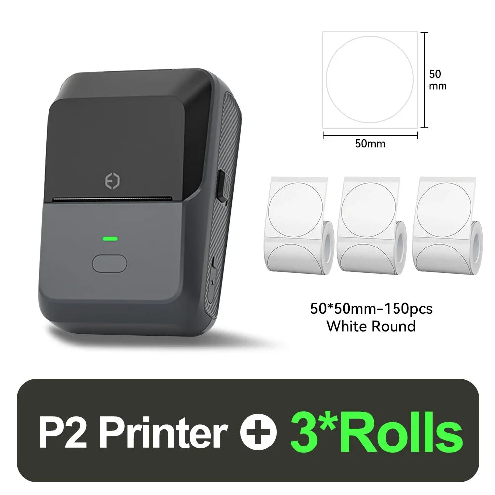 P2 Thermal Wireless Label Printer 20-58mm 2 inch Portable Bluetooth Sticker Mini Printer Price Tag Barcode Label Maker DIY